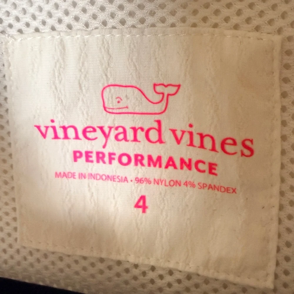 Vineyard Vines White Performance Shirt Dress with Pink Logo - Picture 6 of 10